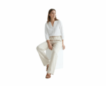 Beige Loose Fit Pant With Elastic Waist - Image 