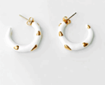 White Hoops Earrings - Image 