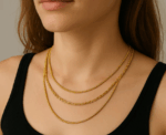3 Layered Golden Chains Necklace - Image 
