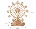 Ferris Wheel With Music Box 3D Mechanical Wooden Puzzle Large - Image 