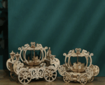 Pumpkin Princess Carriage 3D Mechanical Wooden Puzzle Large - Image 