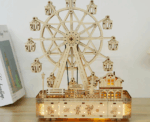 Ferris Wheel With Music Box And Lights 3D Mechanical Wooden Puzzle Large - Image 