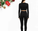 Seamless Leggings + Crop Top Full Black (Women) - Image 