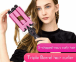 3 Barrel Hair Curling Iron Wand in Pink - Image 