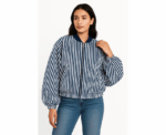 Oversized Striped Balloon-Sleeve Jacket - Image 