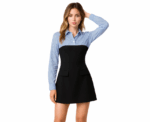 Two-Tone Shirt-Top Mini Dress - Image 
