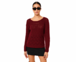 Open-Knit Pattern Sweater - Image 