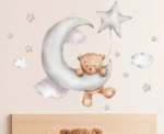 Bear, Moon, Stars & Clouds Wall Sticker - Image 