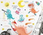 Dinosaurs with the Solar System Wall Decal - Image 