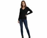 Black Long Sleeve V-Neck Sweater - Image 