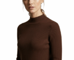 Long Sleeved Brown Sweater Stand up Collar - Image 