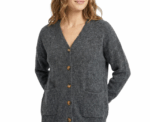 Long Sleeve Button Knitwear Dark Grey Cardigan - Image 