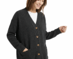 Long Sleeve Button Knitwear Black Cardigan - Image 