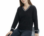 Black Knitted V-Neck Warm Pullover - Image 