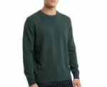 Damat Round Neck Knitwear Dark Green Long Sleeve Pullover - Image 