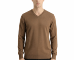 Damat Long Sleeve V- Neck Knitwear Brown Pullover - Image 