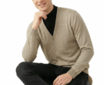 Damat Long Sleeve Beige Pullover With Button To Close - Image 