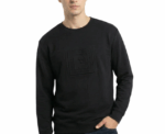 Damat Long Sleeve Black Sweater With Front Design - Image 