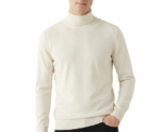 Damat Long Sleeve Turtleneck Knitwear Offwhite Pullover - Image 