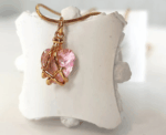 Rose Crystal Heart Necklace - Image 