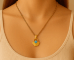 Locket Natural Turquoise Stone Necklace - Image 