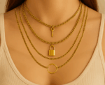 The Lock And Key Multi layered Necklace - Image 