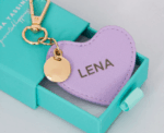 Vegan Leather Heart Keychain in Purple - Image 