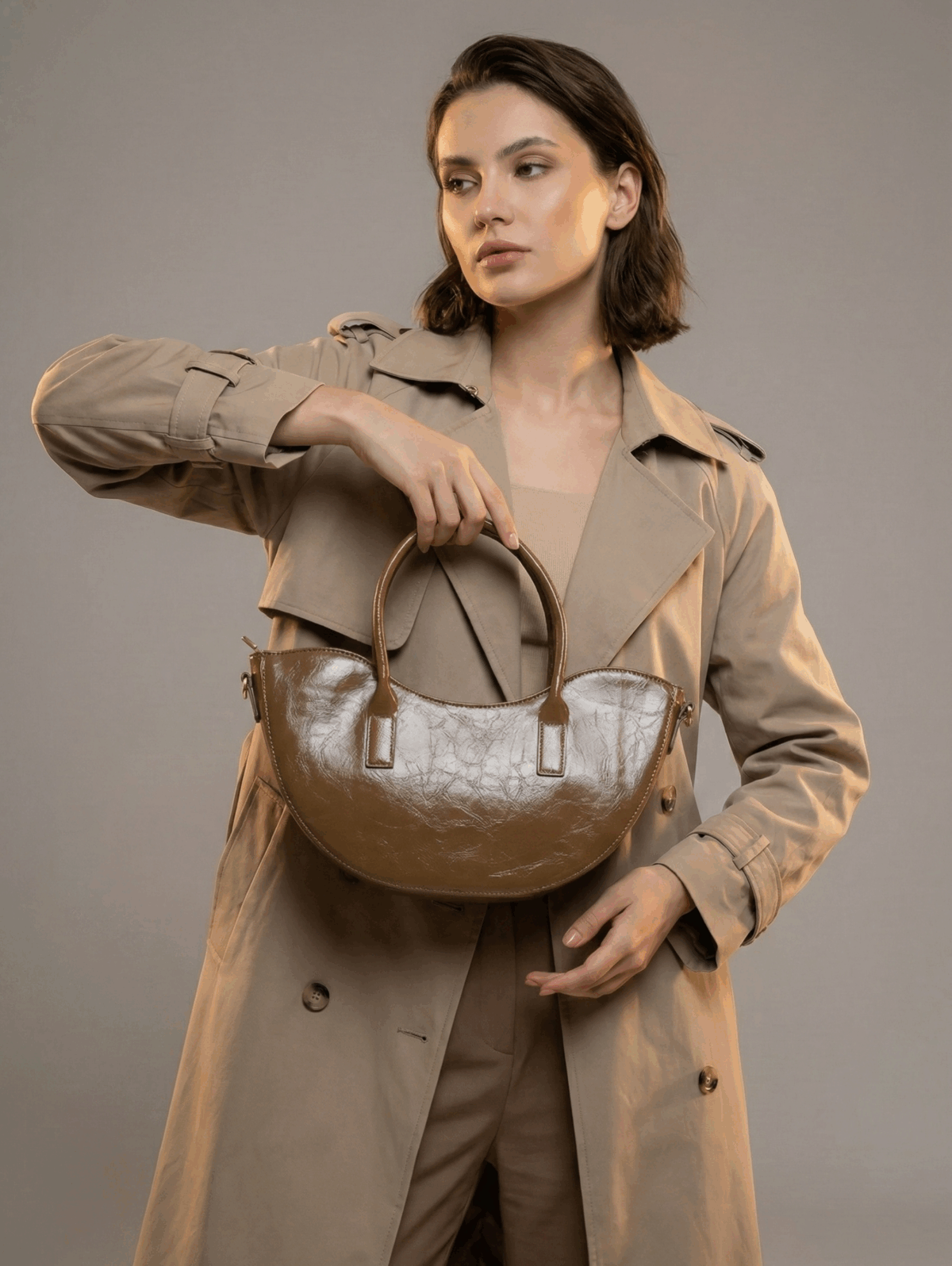 23_06f571d5-6efb-4818-b757-a3a11cf0d367 Light Brown Half Moon Shape with Handle Strap