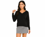 V-Neck Panel Knit Sweater - Image 