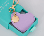 Vegan Leather Heart Keychain in Purple - Image 