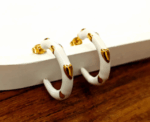 White Hoops Earrings - Image 