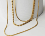 3 Layered Golden Chains Necklace - Image 