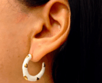 White Hoops Earrings - Image 