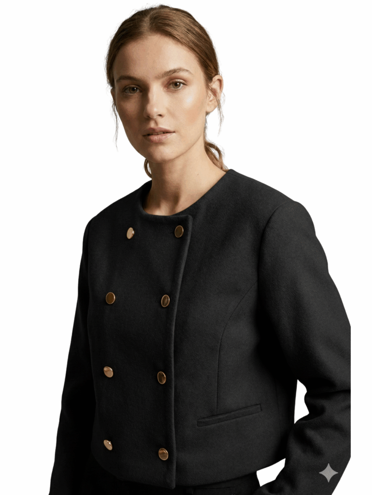 Long Sleeve Black Jacket Double Button To Close