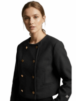 Long Sleeve Black Jacket Double Button To Close