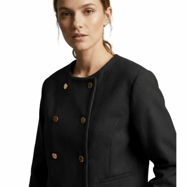Long Sleeve Black Jacket Double Button To Close