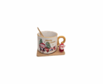 Ceramic Cup with Wooden Coaster - Image 