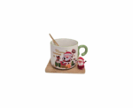 Ceramic Cup with Wooden Coaster - Image 
