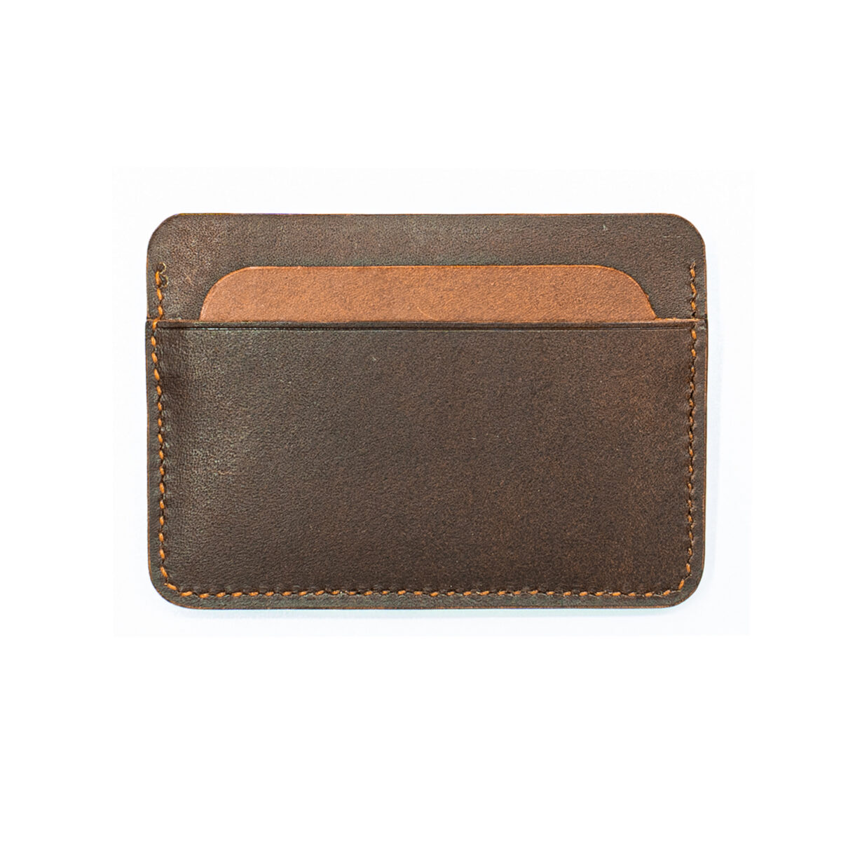 Handmade card holder dual color leather brown and light brown back