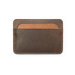 Handmade card holder dual color leather brown and light brown back
