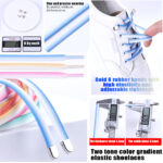 Elastic Shoe Laces - White light pink-Metal Buckle Pair - Image 