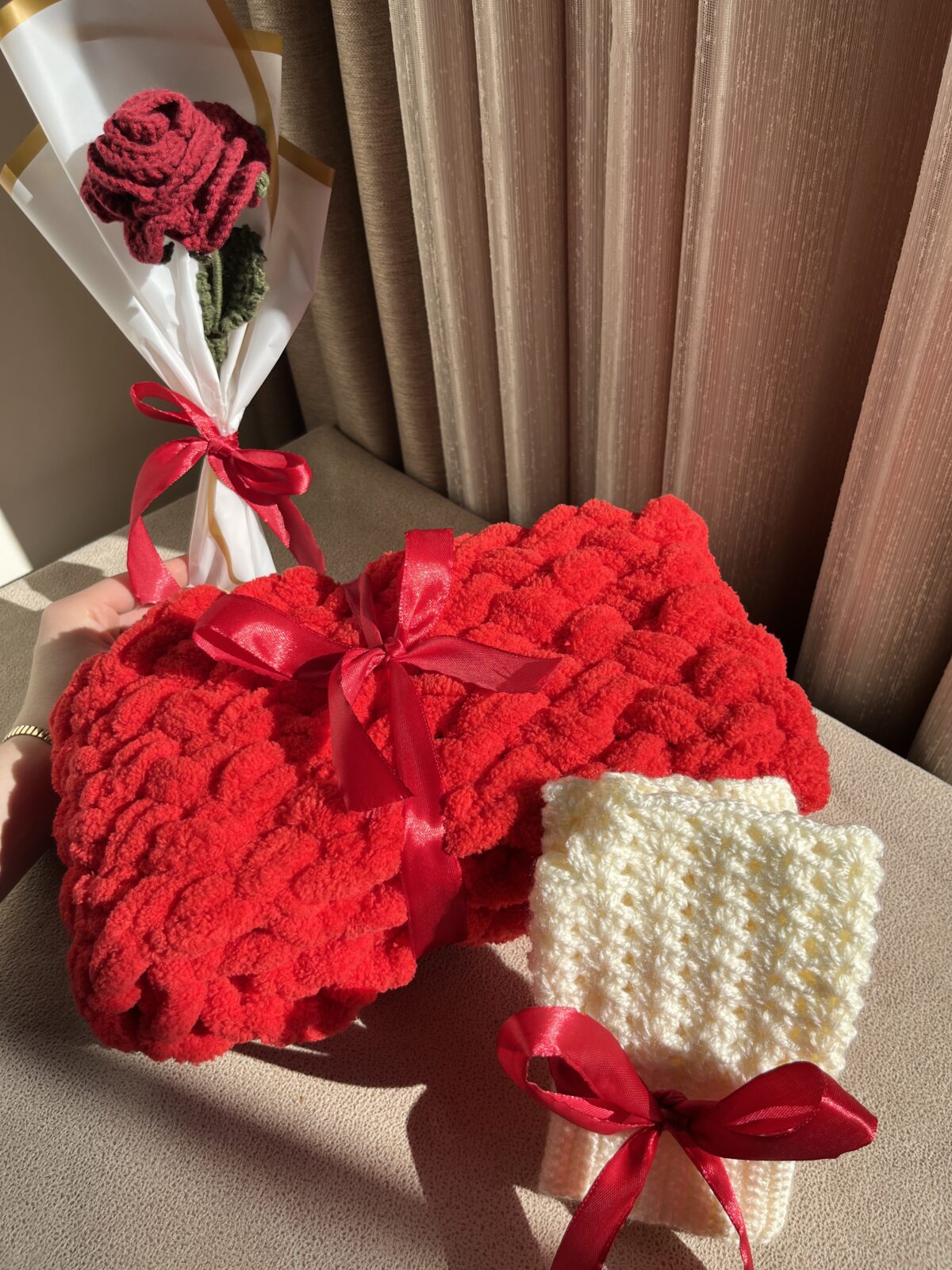 Scarf + Gloves+ Flower Bundle - Image 