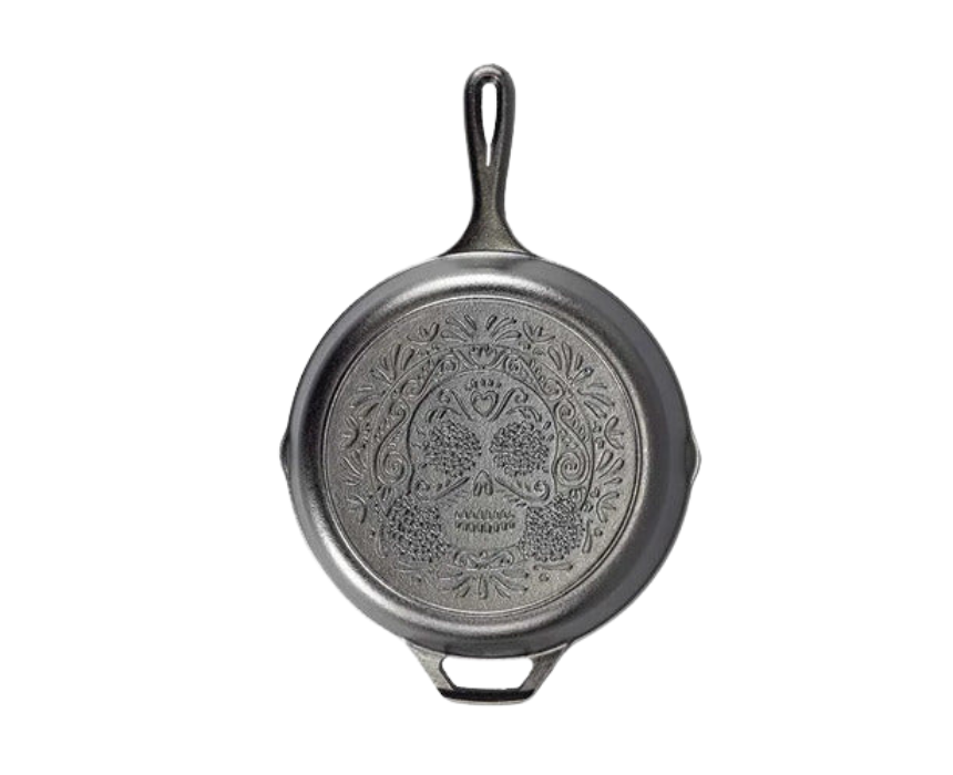 Seasoned Cast Iron Sugar Skull Skillet Patterned Cast Iron Skillet - Image 1