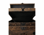 Set of 2 Bronze Leather Boxes with Rose Pattern - Image 