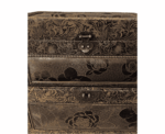 Set of 2 Bronze Leather Boxes with Rose Pattern - Image 