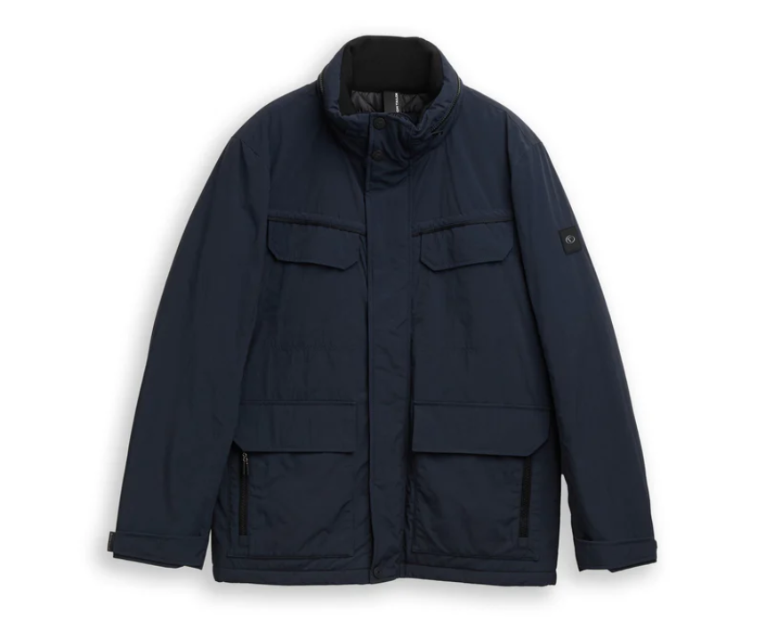 Untitled design (1) Tom Tailor Waterproof Navy Jacket With Attached Pockets - Image 1