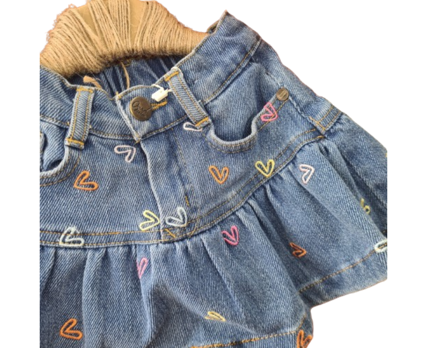 Untitled design (1) Hearts Denim Skirt - Image 1