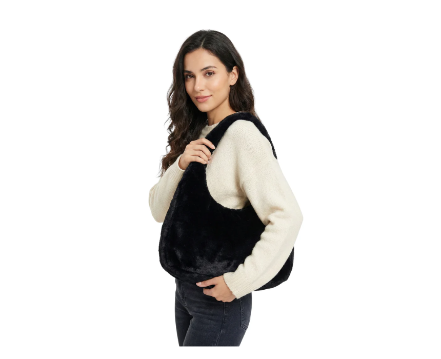 Untitled design (1) Minimalist Hobo Shoulder Black Bag - Image 1