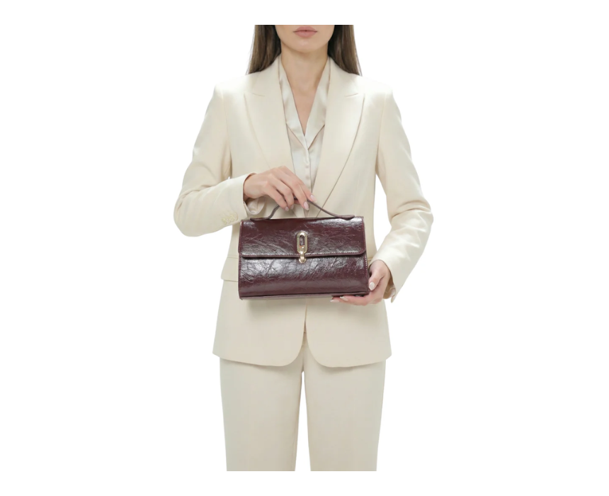 Untitled design (1) Purple Lade Bag With Turn Lock - Image 1