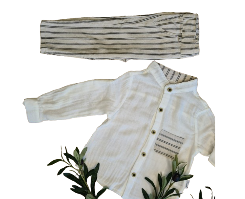 Untitled design Stripped Linen Set - Image 1